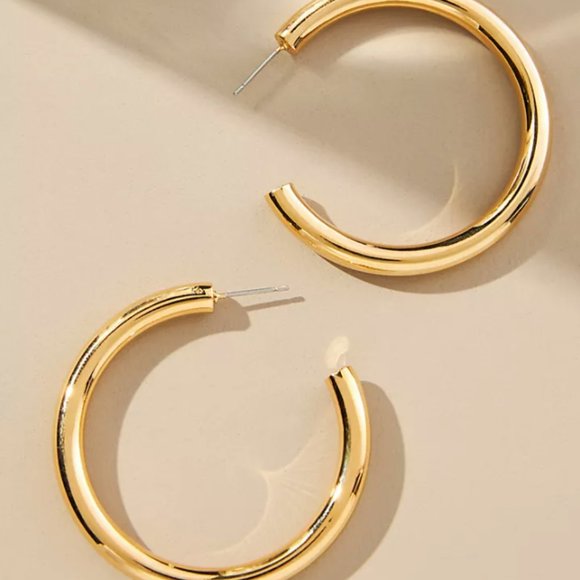 Anthropologie Jewelry - NEW~ Anthropologie Gold Tube Hoop Earrings